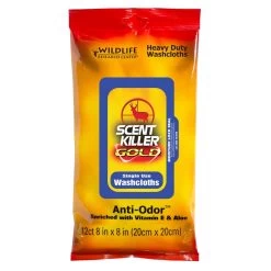 Wildlife Research Center Scent Killer Gold Field Heavy Duty Washcloths 12ct 8″x8″ Anti-Odor 1296